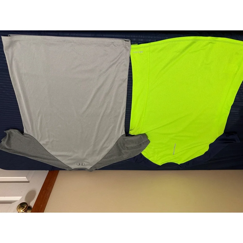 Nike Running Dri-FIT & Under Armour HeatGear Mens Athletic Shirts Bundle Large